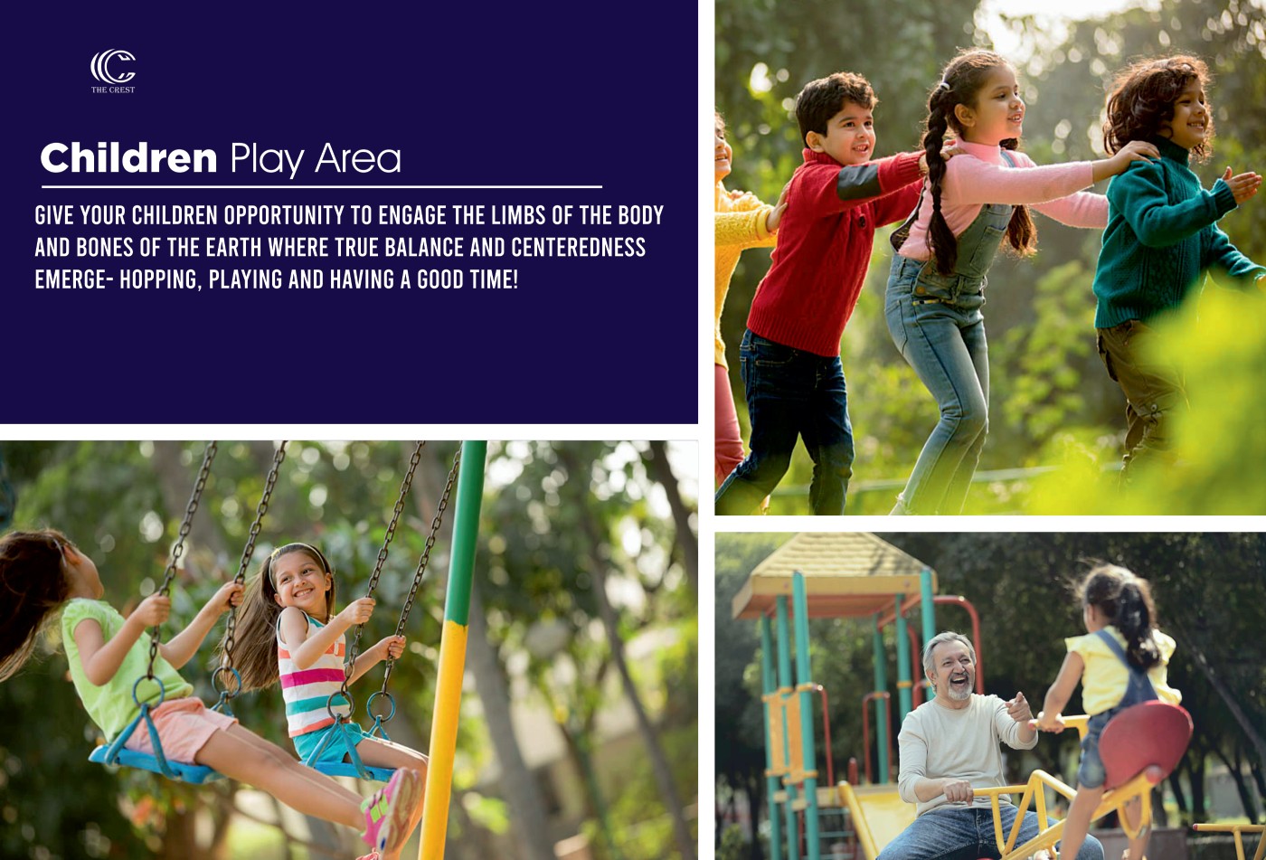 Children playing in the outdoor play area at The Crest